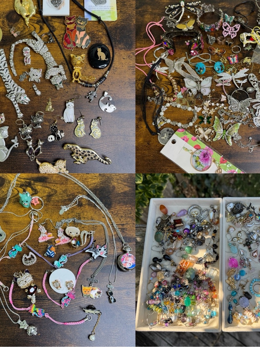 Whimsy Crafter’s Jewelry Lot Broken Repair Cats Butterflies and Single Earrings